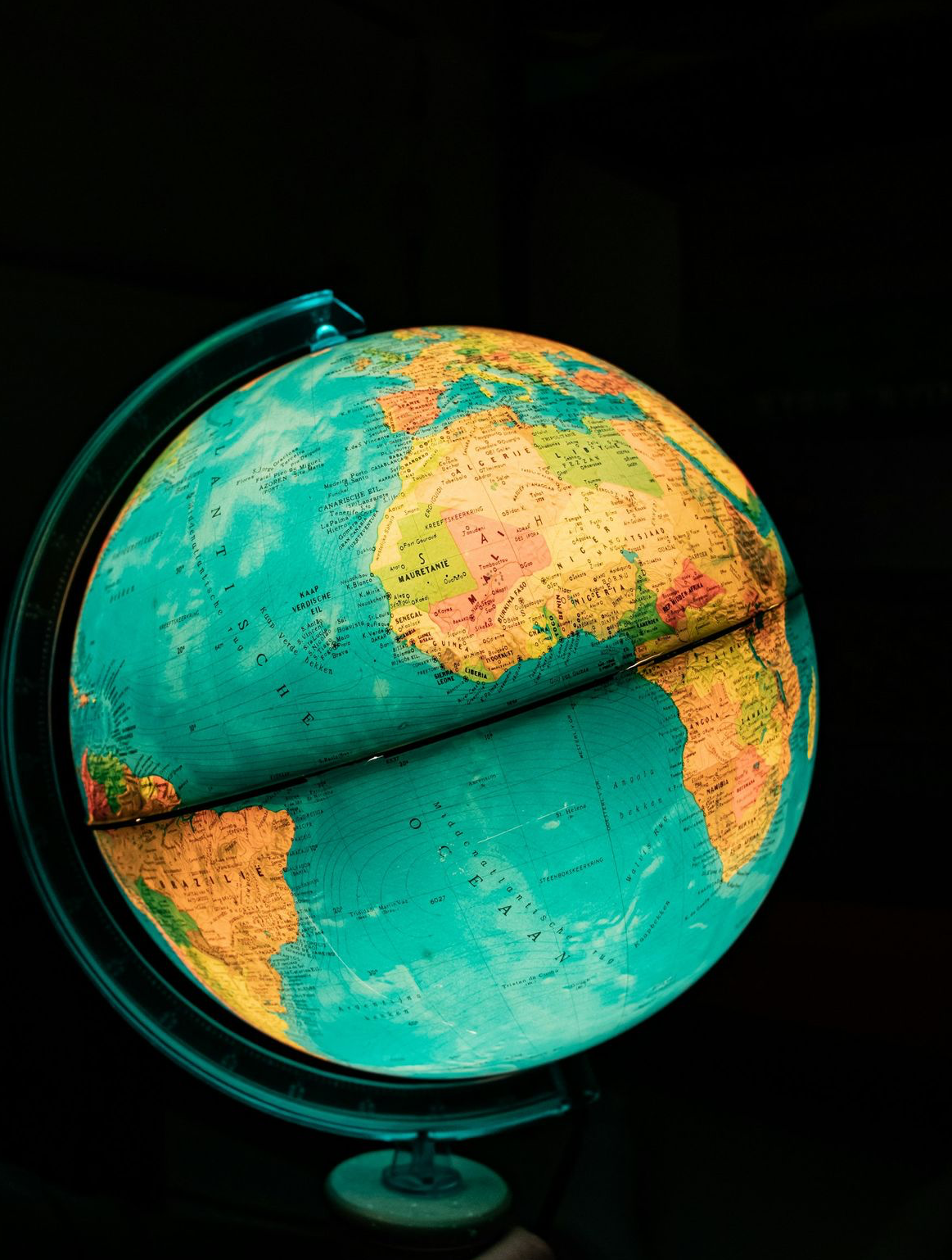 blue and brown desk globe